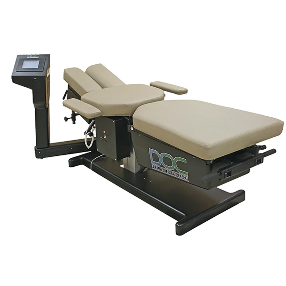 Doctor performing spinal decompression therapy