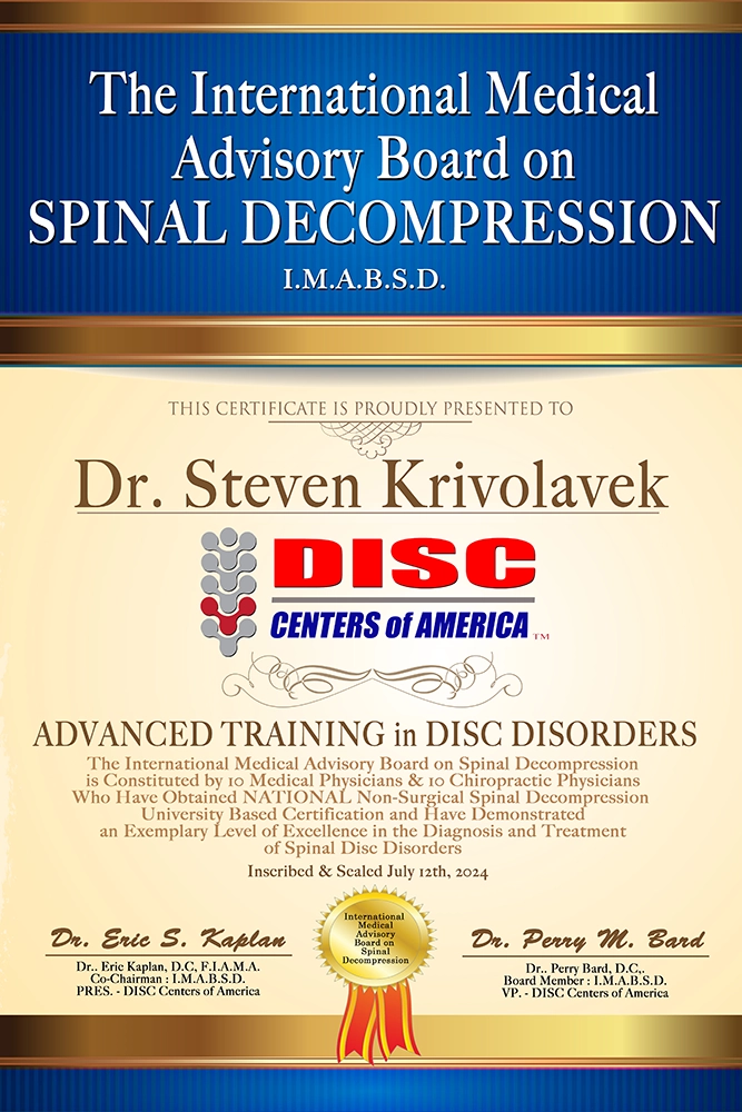 Chiropractor Lincoln NE Steve Krivolavek Certificate